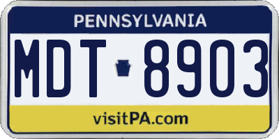 PA license plate MDT8903