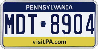 PA license plate MDT8904