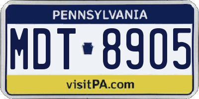 PA license plate MDT8905