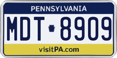 PA license plate MDT8909