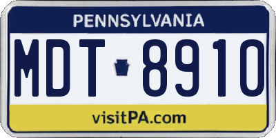 PA license plate MDT8910
