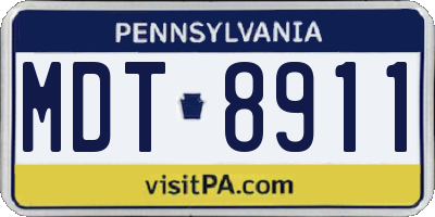 PA license plate MDT8911