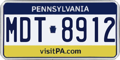 PA license plate MDT8912