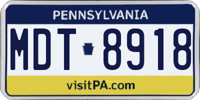 PA license plate MDT8918
