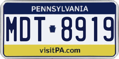 PA license plate MDT8919