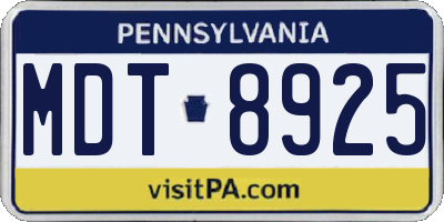 PA license plate MDT8925