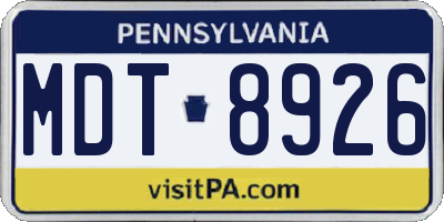 PA license plate MDT8926