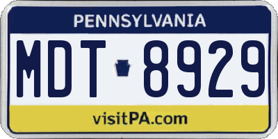 PA license plate MDT8929