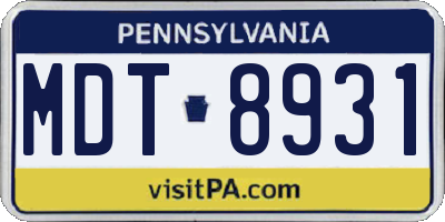 PA license plate MDT8931
