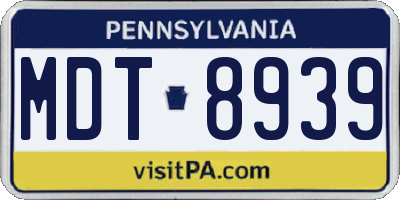 PA license plate MDT8939