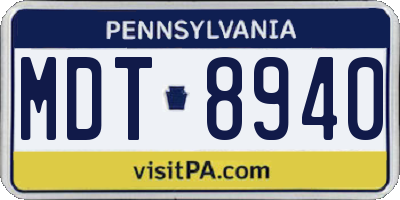 PA license plate MDT8940