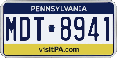 PA license plate MDT8941