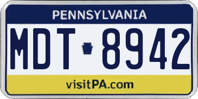 PA license plate MDT8942