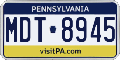 PA license plate MDT8945