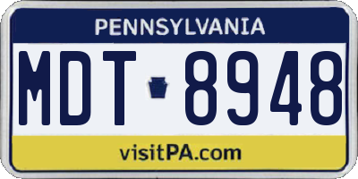 PA license plate MDT8948