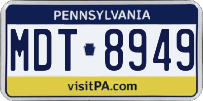 PA license plate MDT8949