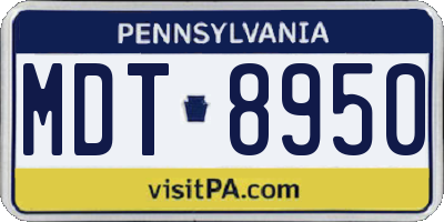 PA license plate MDT8950