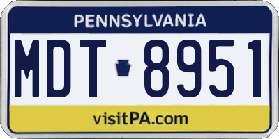PA license plate MDT8951
