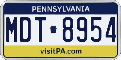 PA license plate MDT8954