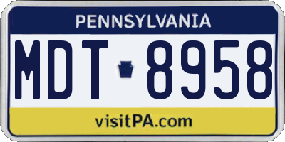 PA license plate MDT8958