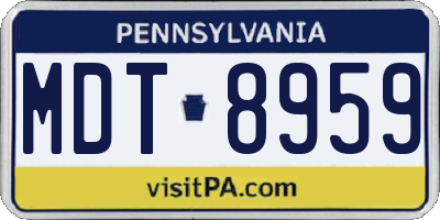 PA license plate MDT8959
