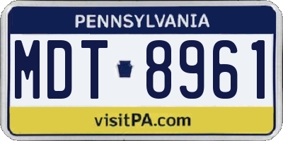 PA license plate MDT8961
