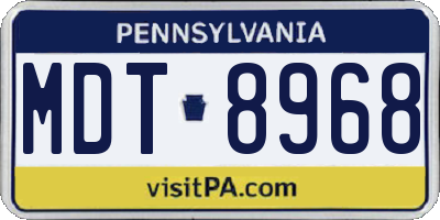 PA license plate MDT8968