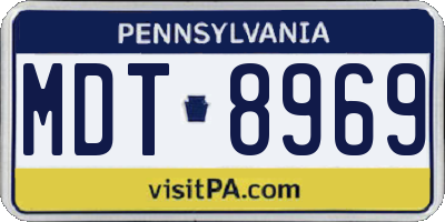 PA license plate MDT8969