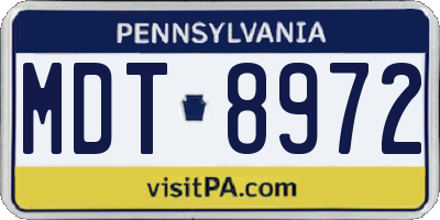 PA license plate MDT8972