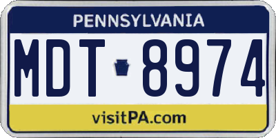 PA license plate MDT8974