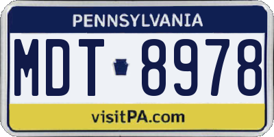 PA license plate MDT8978