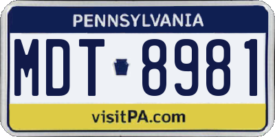 PA license plate MDT8981
