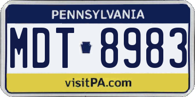 PA license plate MDT8983