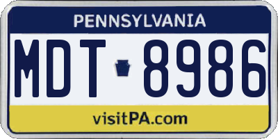 PA license plate MDT8986