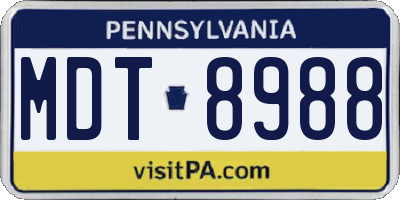 PA license plate MDT8988
