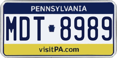 PA license plate MDT8989