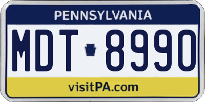 PA license plate MDT8990