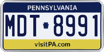 PA license plate MDT8991