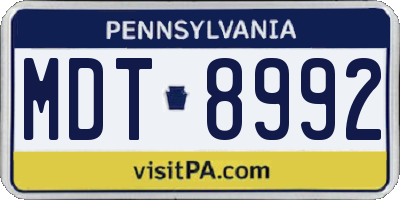 PA license plate MDT8992