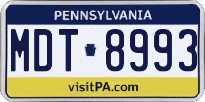 PA license plate MDT8993