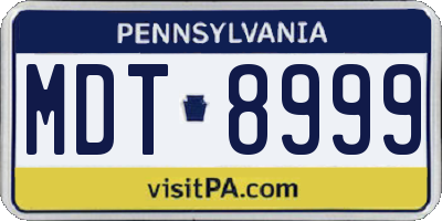 PA license plate MDT8999
