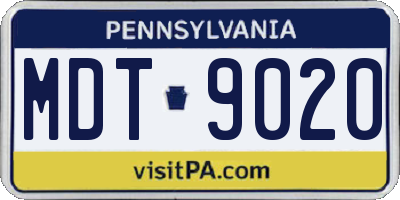 PA license plate MDT9020