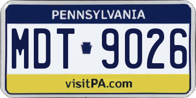 PA license plate MDT9026