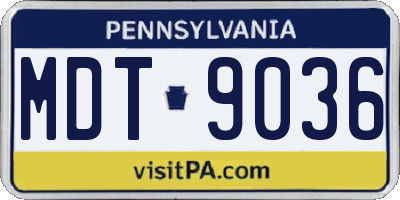 PA license plate MDT9036