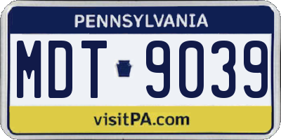 PA license plate MDT9039