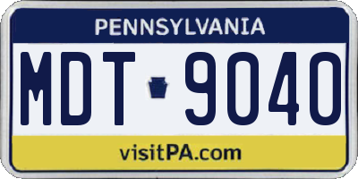 PA license plate MDT9040