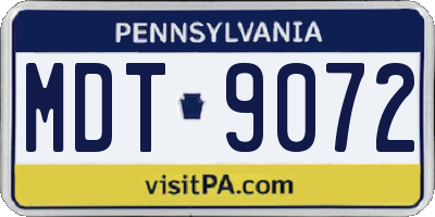 PA license plate MDT9072
