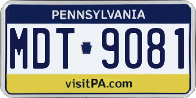 PA license plate MDT9081
