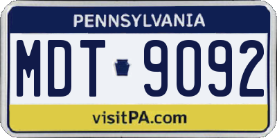 PA license plate MDT9092