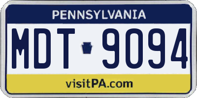 PA license plate MDT9094